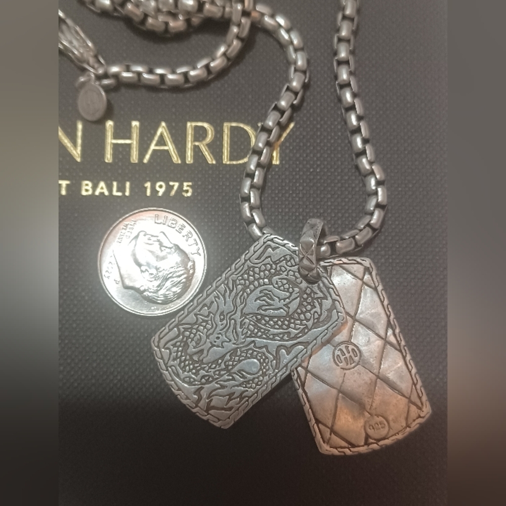 Rare John Hardy naga dogtag pendant and dragon clasp necklace